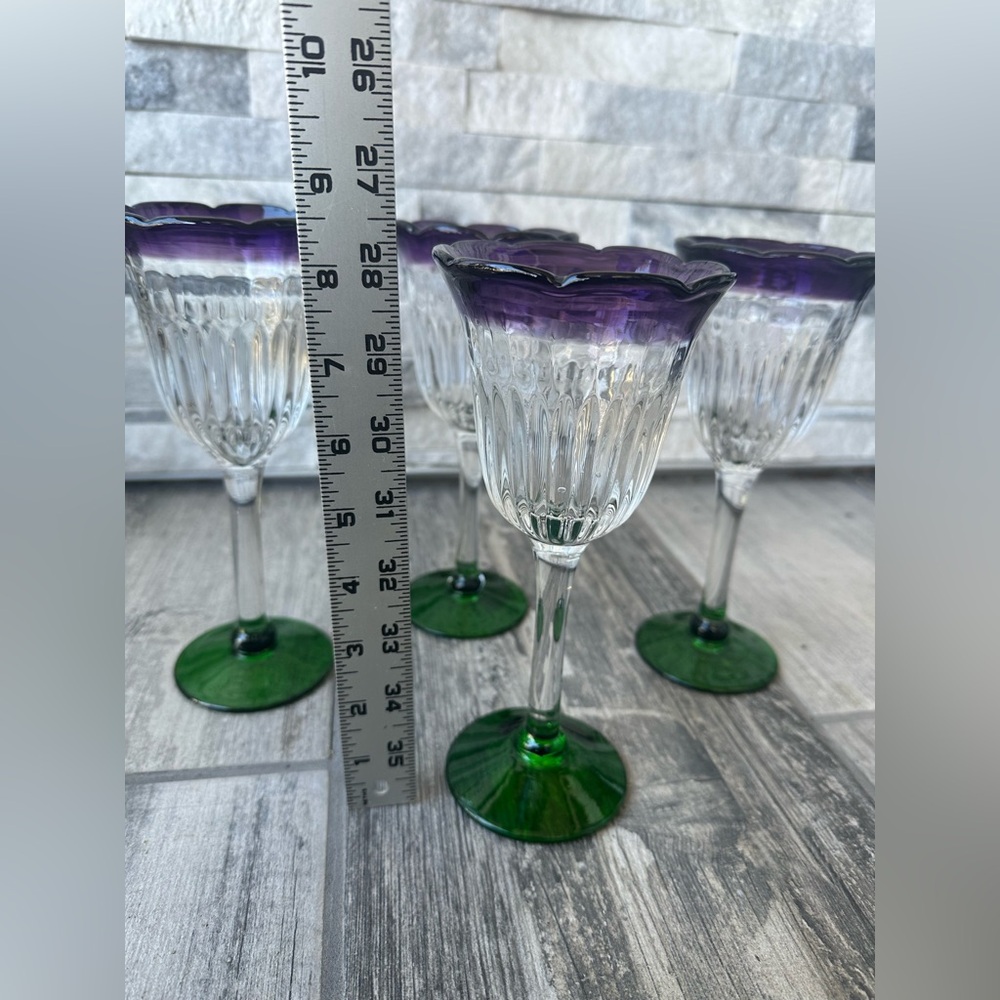 Anthropologie Saintpaulia Wine Tulip Handblown  Glass Set of 4 - Picture 10 of 11